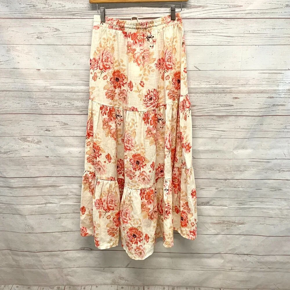 Kivari Florence Tiered Midi Skirt in Sunset Floral - Picture 2 of 8